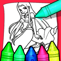 Anime Blue Mermaid Coloring Banner